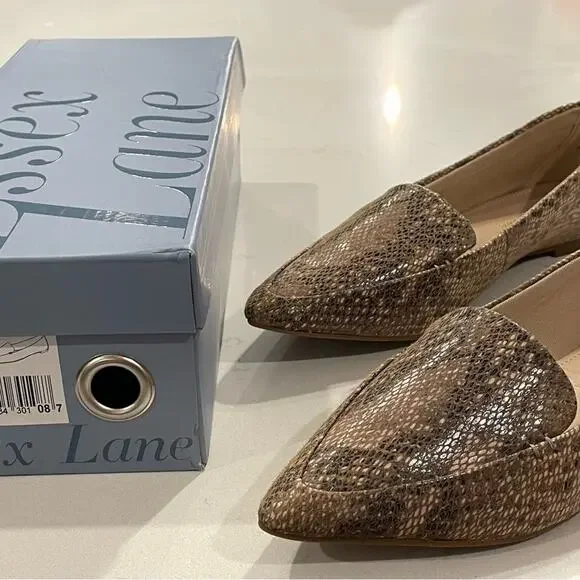 Essex Lane Snake Print Pointed Toe Flats Neutral Women’s 6 NWOT - Picture 6 of 7